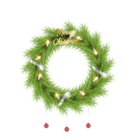 Christmas wreath decoration with Christmas ball and pine branch and Christmas star png