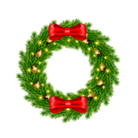 Christmas wreath decoration with Christmas ball and pine branch and Christmas star png