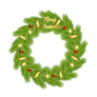 Christmas wreath decoration with Christmas ball and pine branch and Christmas star png