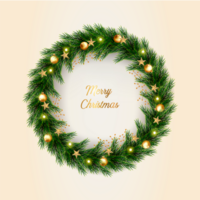 Christmas wreath  design   with garland elements for greeting card png