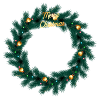 Christmas wreath  design   with garland elements for greeting card png