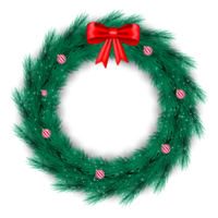 Christmas wreath decoration with Christmas ball and pine branch and Christmas star png