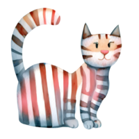 Watercolor and painting cute cat for illustration. Png file.