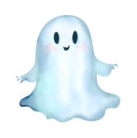 Watercolor and painting halloween cute white ghost scary element illustration png