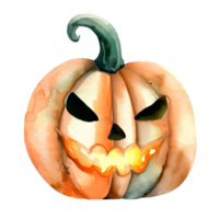 Watercolor and painting halloween pumpkin element illustration png