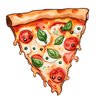 aquarelle fait maison délicieux mignonne Pizza dessin animé pour nourriture illustration png
