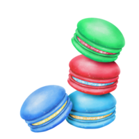 Watercolor and painting for colorful biscuit and cookies Macaroons. Digital painting dessert illustration Food. png