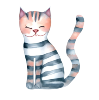 Watercolor and painting cute cat for illustration. Png file.