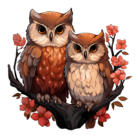 Cute watercolor family Owls element illustration. Png File