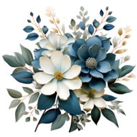 acquerello fioritura floreale impostato con le foglie e fiori ramo illustrazione png