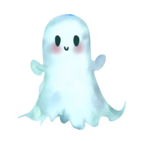 Watercolor and painting halloween cute white ghost scary element illustration png