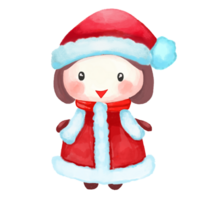Watercolor and drawing for cute cartoon smile snow doll with merry red hat. Digital painting of icon illustration. Christmas and new year element decoration on holiday. png