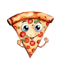 vattenfärg hemlagad utsökt söt pizza tecknad serie för mat illustration png