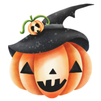 Watercolor and painting for cute smiling Pumpkin Halloween. Digital painting illustration holiday concept. png