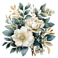 Aquarell Blühen Blumen- einstellen mit Blätter und Blumen Ast Illustration png