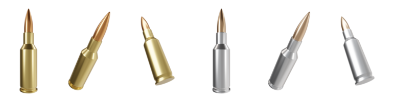 ammunition 3d render set , bullet for soldier 3d element png