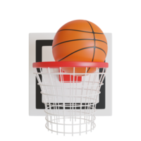 basketball ball and basket 3d render,sports equipment png