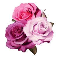 AI Generative Watercolor bouquet of roses isolated on transparent background png