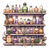 AI Generative Watercolor witch magic potion on transparent background png