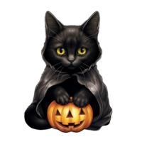 ai generativo nero gatto con giallo occhi Halloween tema png
