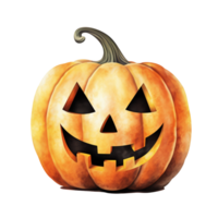 AI Generative Watercolor jack o lantern Halloween pumpkin on transparent background png