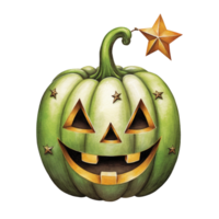 AI Generative Watercolor jack o lantern Halloween pumpkin on transparent background png