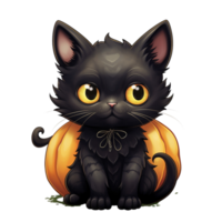 ai generativo nero gatto con giallo occhi Halloween tema png