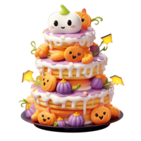 AI Generative 3D happy birthday cake with candles, vector illustration Halloween theme png