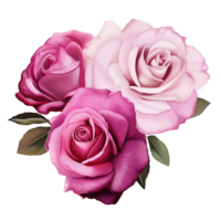 AI Generative Watercolor bouquet of roses isolated on transparent background png