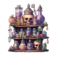 AI Generative Watercolor witch magic potion on transparent background png