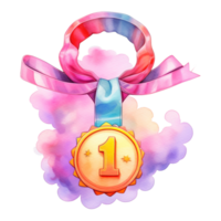 AI Generative Medal sport day watercolor pastel png