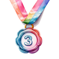 AI Generative Medal sport day watercolor pastel png