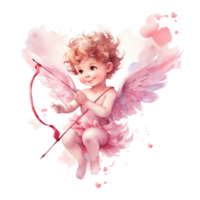 AI Generative Watercolor pastel Cupid love pink tone png