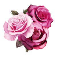 AI Generative Watercolor bouquet of roses isolated on transparent background png