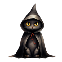 ai generativ schwarz Katze mit Gelb Augen Halloween Thema png