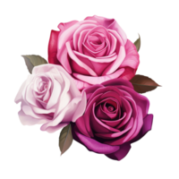 AI Generative Watercolor bouquet of roses isolated on transparent background png