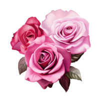 AI Generative Watercolor bouquet of roses isolated on transparent background png