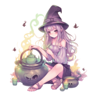 AI Generative Watercolor witch magic potion on transparent background png