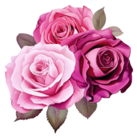 AI Generative Watercolor bouquet of roses isolated on transparent background png