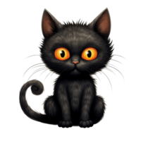 ai generativ svart katt med gul ögon halloween tema png