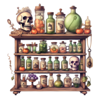 AI Generative Watercolor witch magic potion on transparent background png