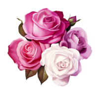 AI Generative Watercolor bouquet of roses isolated on transparent background png