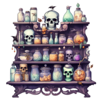 AI Generative Watercolor witch magic potion on transparent background png