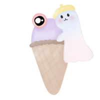 cute ghost with ice cream pastel png