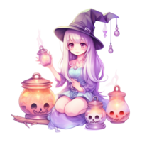 AI Generative Watercolor witch magic potion on transparent background png