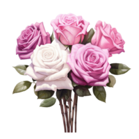 AI Generative Watercolor bouquet of roses isolated on transparent background png