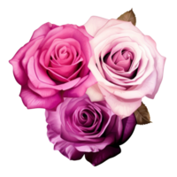 AI Generative Watercolor bouquet of roses isolated on transparent background png