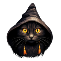 AI Generative Black cat with yellow eyes Halloween theme png