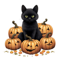 ai generativ schwarz Katze mit Gelb Augen Halloween Thema png