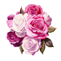 AI Generative Watercolor bouquet of roses isolated on transparent background png